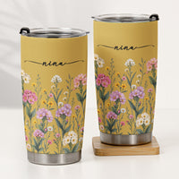 Personalized Birth Flower Tumbler - Custom Name Stainless Steel Travel Mug