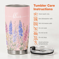 Personalized Birth Flower Tumbler - Custom Name Stainless Steel Travel Mug