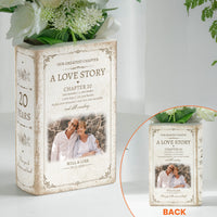 Personalized Anniversary Counting Time Ceramic Book Vase, Custom Years Love Story Gift for Couples, Parents