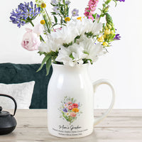 Custom Birth Flower Bouquet Flowers Gift For Mom, Grandma, Family - Personalized Vase