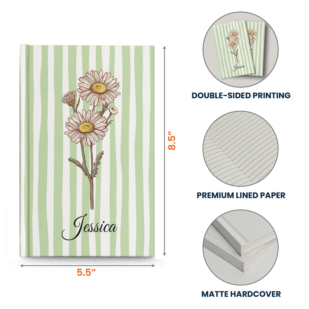Custom Birth Flower Gift For Her, Friends, Sisters, Coworker - Personalized Journal