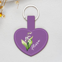 Custom Birth Flower Keychain With Name - Personalized Keychain