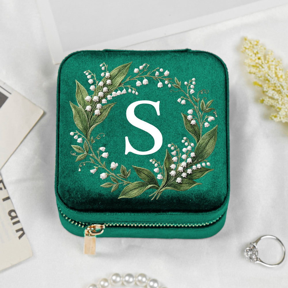 Custom Birth Flower & Name Birth Flower Faux Pattern - Personalized Jewelry Box
