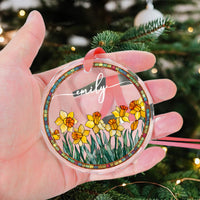 Custom Name Birth Flower Christmas Ornament - Personalized Glass Keepsake