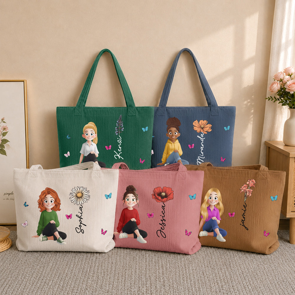 Custom Birth Flower & Name For Her, Coworker, Friends, Daughter - Personalized Tote Bag