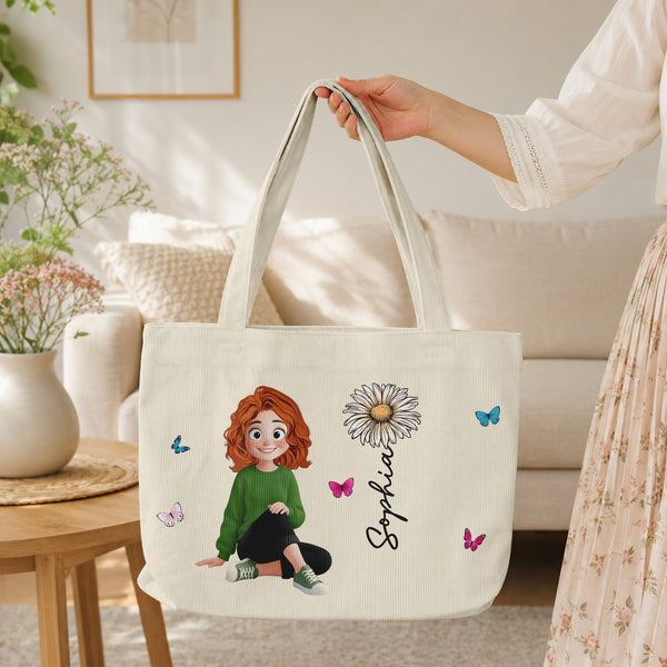 Custom Birth Flower & Name For Her, Coworker, Friends, Daughter - Personalized Tote Bag