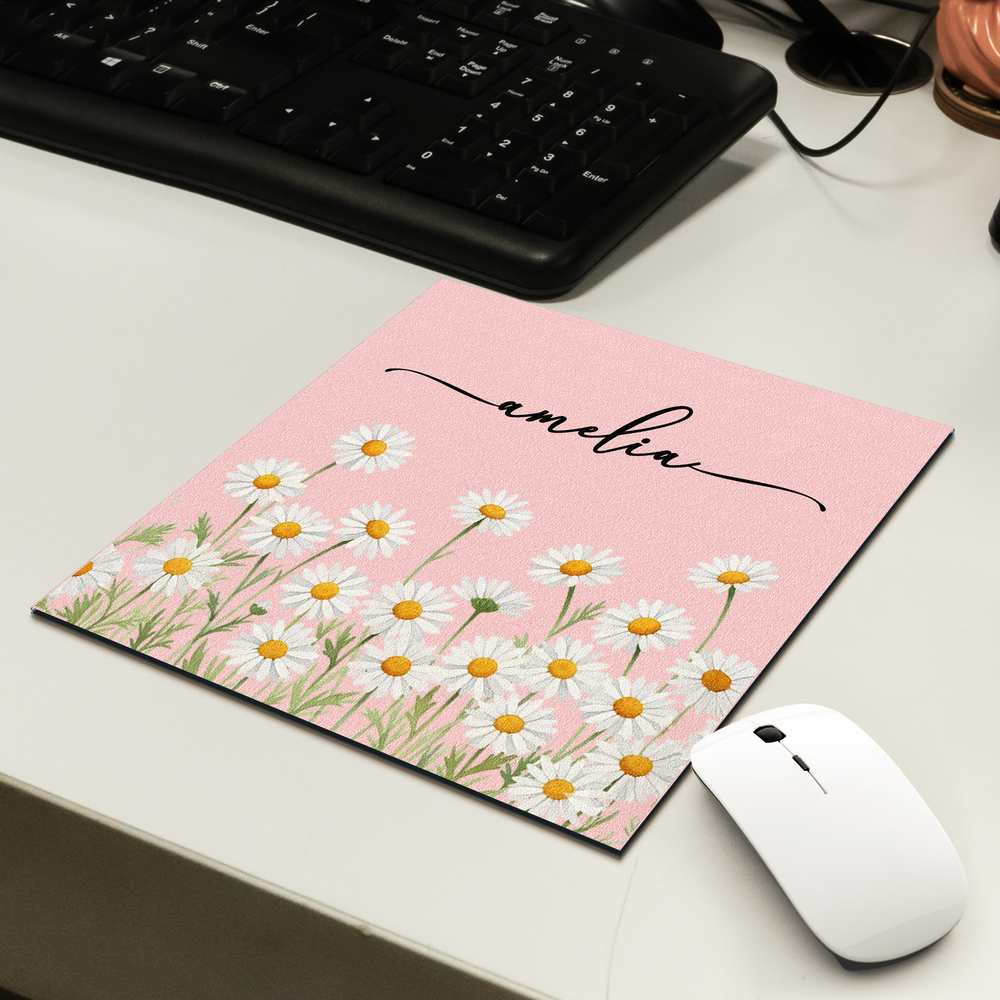 Custom Birth Flower & Name For Her, Coworkers, Friends, Teacher - Mouse Pad