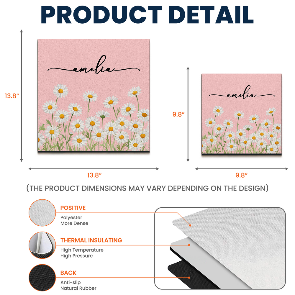 Custom Birth Flower & Name For Her, Coworkers, Friends, Teacher - Mouse Pad