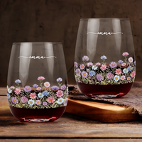 Custom Birth Flower & Name For Her, Coworkers, Friends, Teacher - Personalized Wine Glass