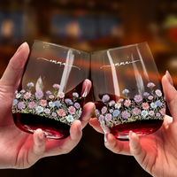 Custom Birth Flower & Name For Her, Coworkers, Friends, Teacher - Personalized Wine Glass