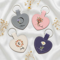 Custom Birth Flower & Name For Her, Wife, Daughter, Sister, Coworker, Friends - Personalized Keychain
