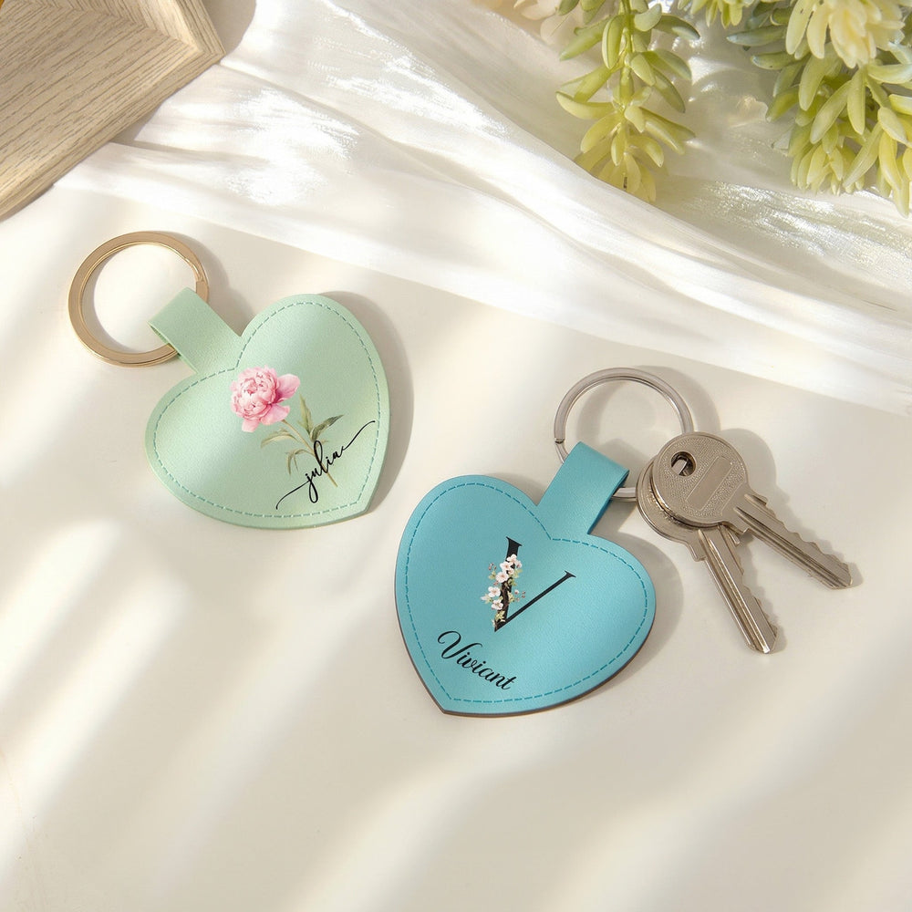 Custom Birth Flower & Name For Her, Wife, Daughter, Sister, Coworker, Friends - Personalized Keychain