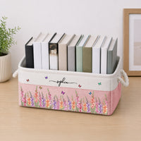 Custom Birth Flower & Name - Personalized Storage Basket