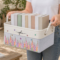 Custom Birth Flower & Name - Personalized Storage Basket