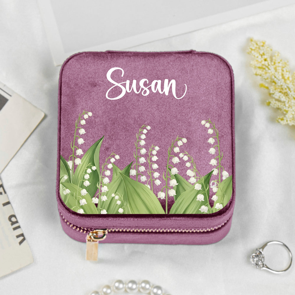 Custom Birth Flower & Name For Her, Wife, Daughter, Sister - Personalized Jewelry Box