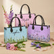Custom Birth Flower & Name For Her, Wife, Daughter, Sister - Personalized Leather Bag