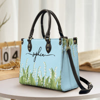 Custom Birth Flower & Name For Her, Wife, Daughter, Sister - Personalized Leather Bag