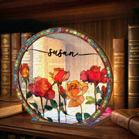 Custom Birth Flower & Name Gift For Book Lovers, Friend - Personalized Wooden Plaque