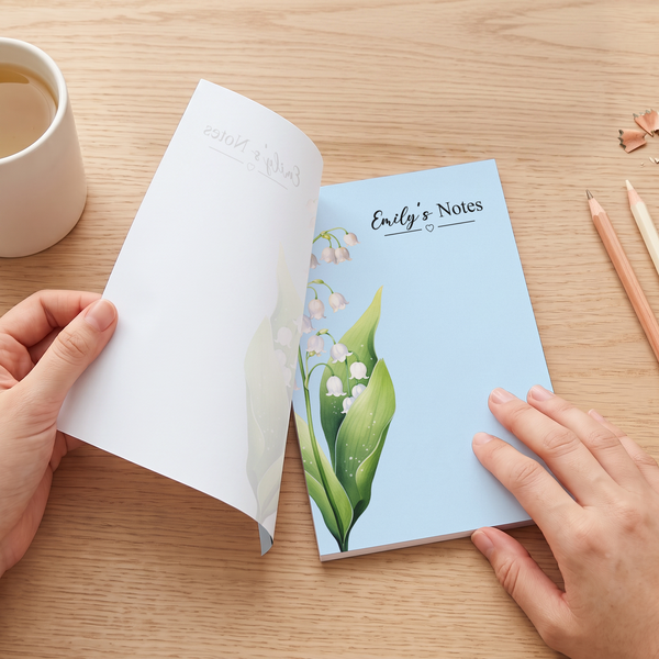 Personalized Birth Month Flower Notepad - Custom Name Memo Pad Gift for Her