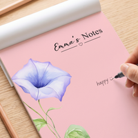 Personalized Birth Month Flower Notepad - Custom Name Memo Pad Gift for Her