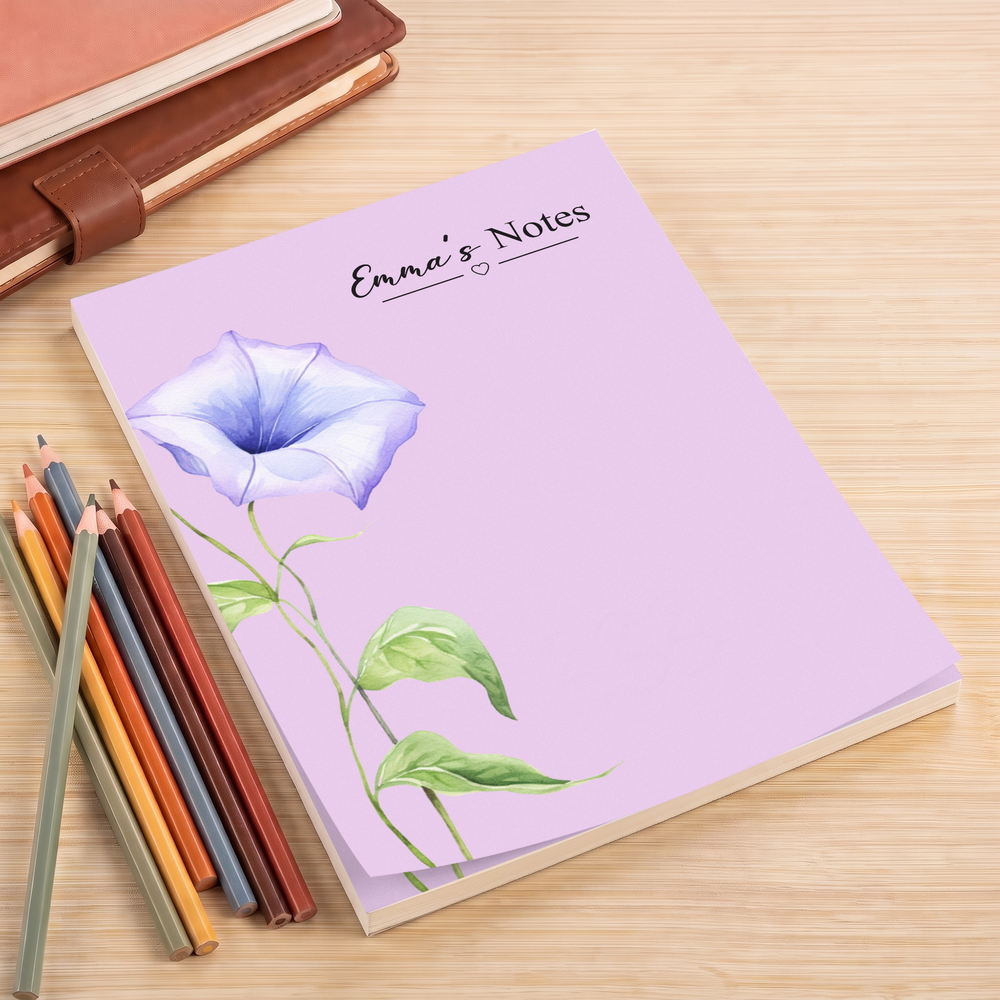 Personalized Birth Month Flower Notepad - Custom Name Memo Pad Gift for Her