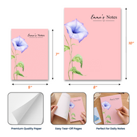 Personalized Birth Month Flower Notepad - Custom Name Memo Pad Gift for Her