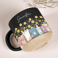Personalized Birth Flower Pottery Mug - Custom Nurse Name Gift for Her