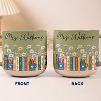 Personalized Teacher Birth Flower Pottery Mug, Custom Name Floral Ceramic Coffee Cup, Teacher Appreciation Gift
