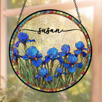 Custom Birth Flower & Name Self-Gift, Friend - Personalized Window Hanging Suncatcher