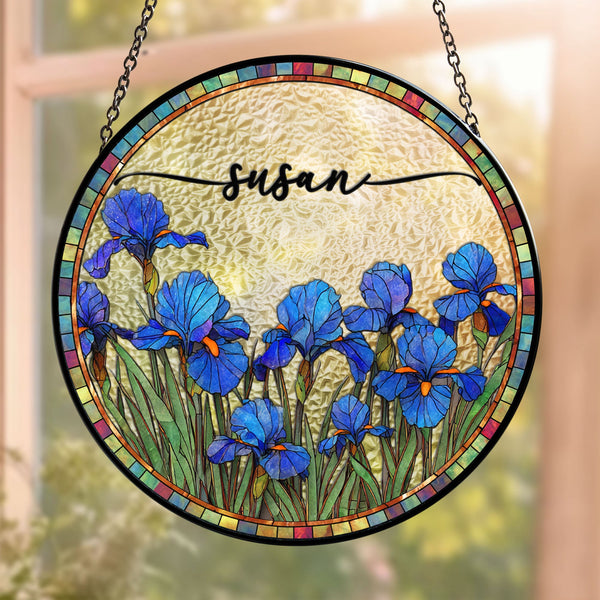 Custom Birth Flower & Name Self-Gift, Friend - Personalized Window Hanging Suncatcher