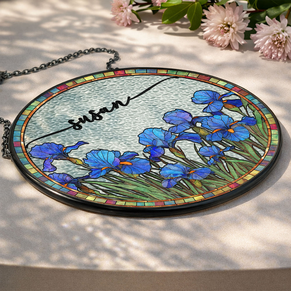 Custom Birth Flower & Name Self-Gift, Friend - Personalized Window Hanging Suncatcher