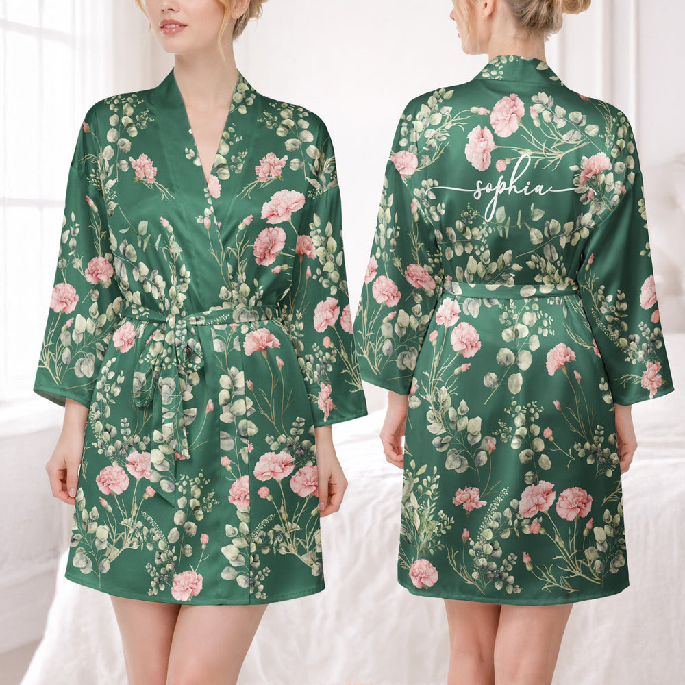 Custom Birth Flower & Names For Her, Bridesmaids, Friends, Sisters, Mom, Daughter - Personalized Robe