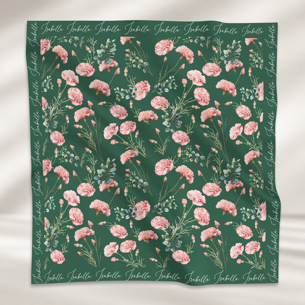 Custom Birth Flower & Names For Her, Friends, Sisters, Wife, Daughter, Mom Soft Satin - Personalized Scarf