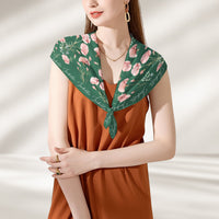 Custom Birth Flower & Names For Her, Friends, Sisters, Wife, Daughter, Mom Soft Satin - Personalized Scarf