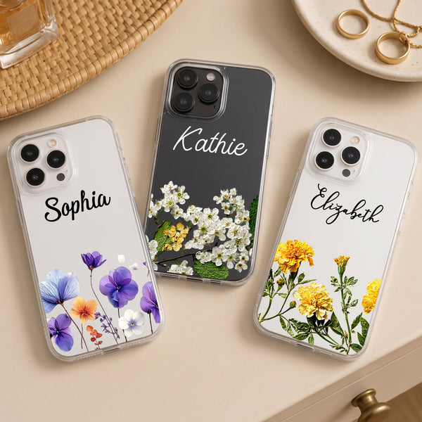 Custom Birth Month Flower – Personalized Clear Phone Case