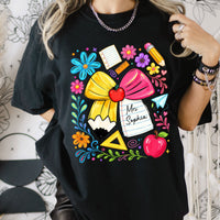 Boho Floral Bow Pencil - Personalized Shirt | Custom Teacher Back To School Graphic Tee