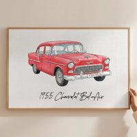 Father's Day Gifts, Custom Car Photo Watercolor Art Father's Day, Birthday Gift For Dad, Husband - Personalized Poster