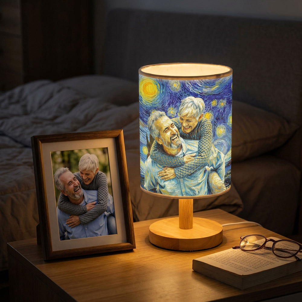 Custom Couple Photo Van Gogh Art - Personalized Fabric Lamp