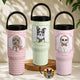 Custom Cup With Pet Photo Watercolor Art Striped Pattern - Personalized 30oz Tumbler