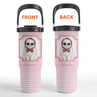 Custom Cup With Pet Photo Watercolor Art Striped Pattern - Personalized 30oz Tumbler