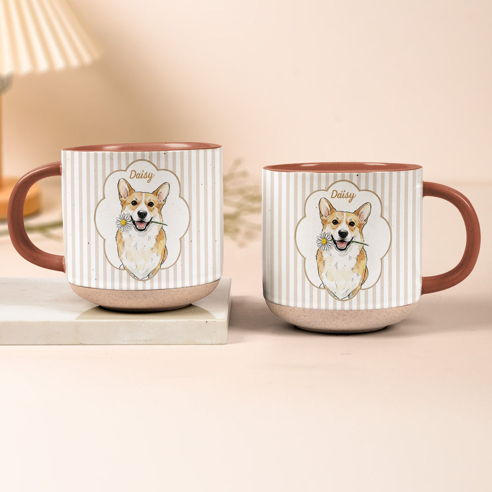 Custom Cute Pet Photo Watercolor Striped Pattern - Personalized Mug