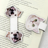 Custom Dog, Cat, Pet Face - Personalized Leather Magnetic Bookmark