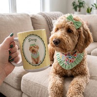 Custom Dog Cat Portrait - Turn Pet Photo Into Art - Retro Frame - Personalized Mug