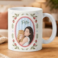 Custom Dog Cat Portrait - Turn Pet Photo Into Art - Retro Frame - Personalized Mug