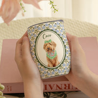 Custom Dog Cat Portrait - Turn Pet Photo Into Art - Retro Frame - Personalized Wine Tumbler