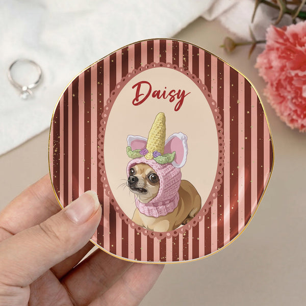 Custom Pet Photo Vintage Retro Frame Personalized Jewelry Dish
