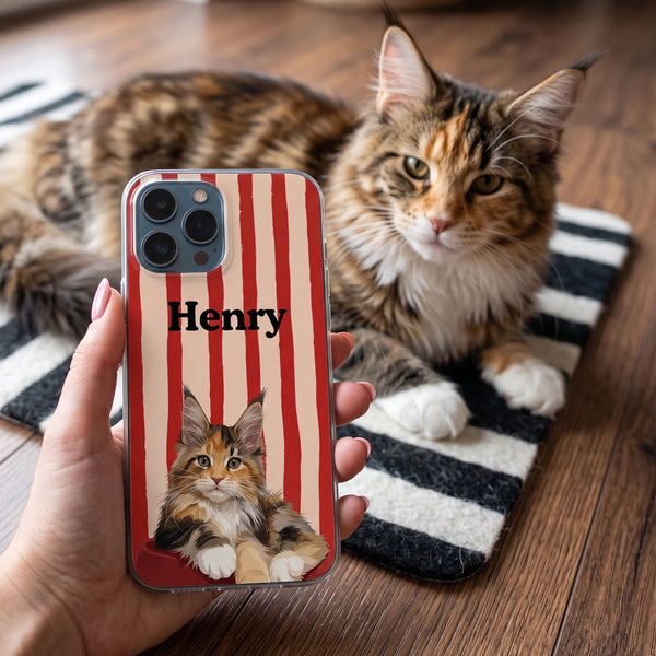 Custom Dog Cat Portrait - Turn Pet Photo Into Art - Vintage Retro Frame - Personalized Phone Case