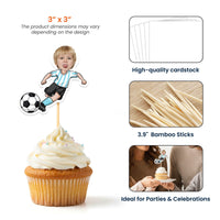 Custom Face Gift For Soccer Kids - Personalized Cupcake Toppers | Fun Soccer Party Decor