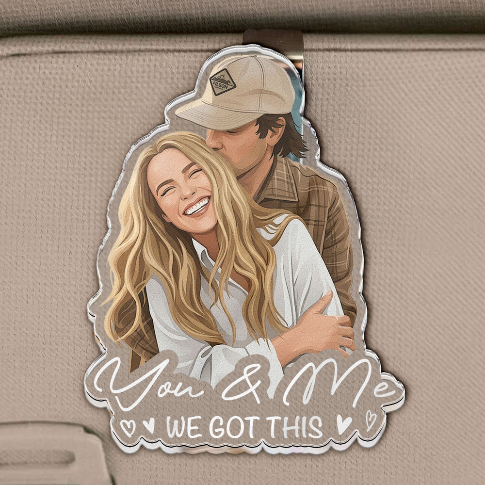 Custom Faceless Portrait Car Ornament, Anniversary Gifts For Him, Her - Personalized Car Visor Clip