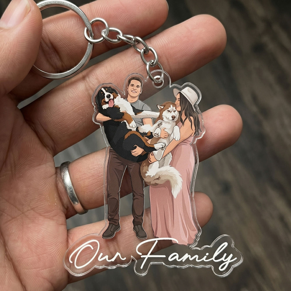 Custom Faceless Portrait Car Ornament, Anniversary Gifts For Him, Her - Personalized Keychain
